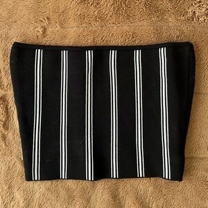 Black and White Striped Women's Tube Top